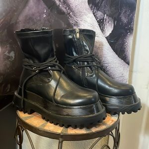 Black punk chunky platform lace-up boots ⛓️🖤